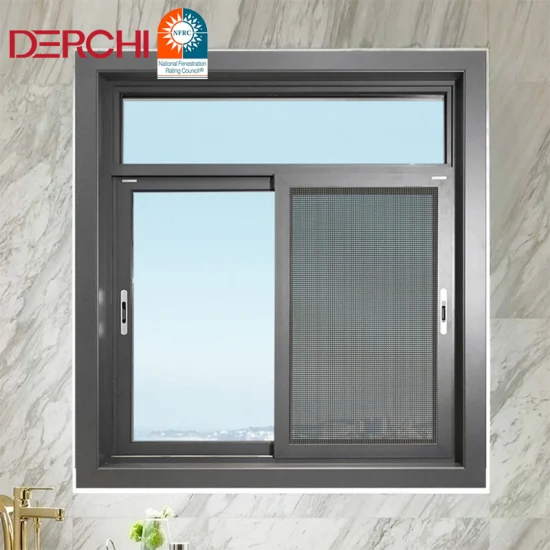 Fenêtre coulissante à double vitrage à double vitrage à économie d'énergie Fenêtre coulissante en verre en aluminium passif à impact d'ouragan